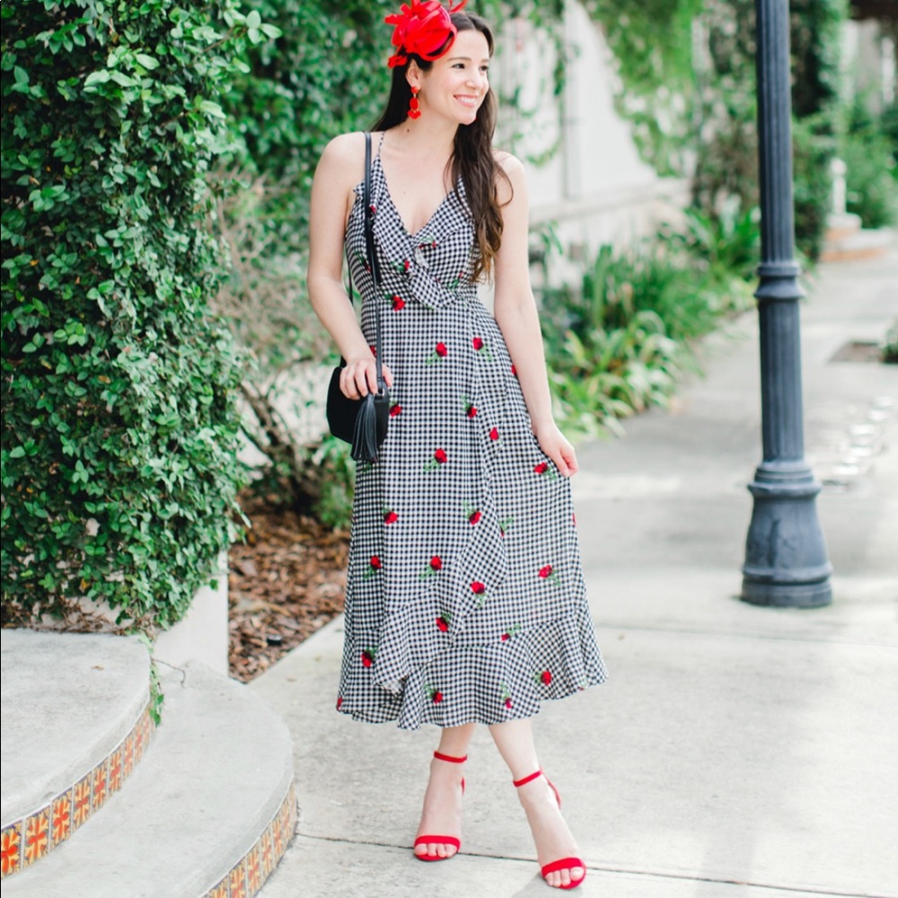 Lucy Love black gingham ruffle dress, size XS